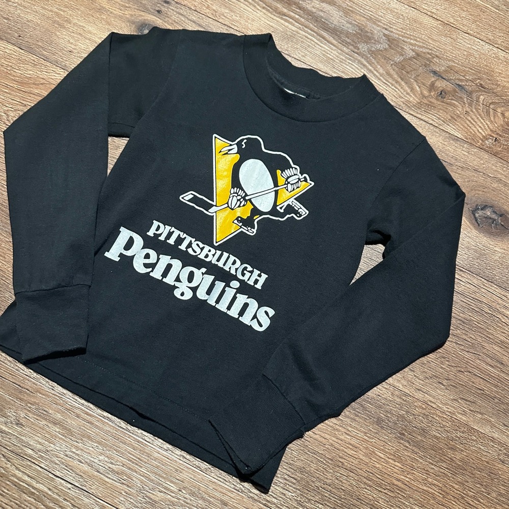 Vintage Select-T Pittsburgh Penguins Black Long Sleeve T-Shirt Kids Small 6-8